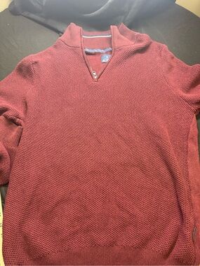 Ben Sherman Men's Zip Mock Neck Sweater - Burgundy (L)